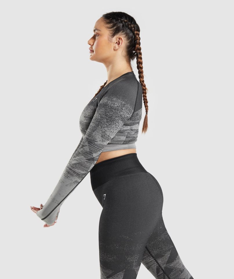 Women's Gymshark Adapt Ombre Cropped Tops Grey | NZ 5GDCYO